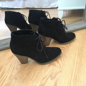 Black, chunky heeled booties